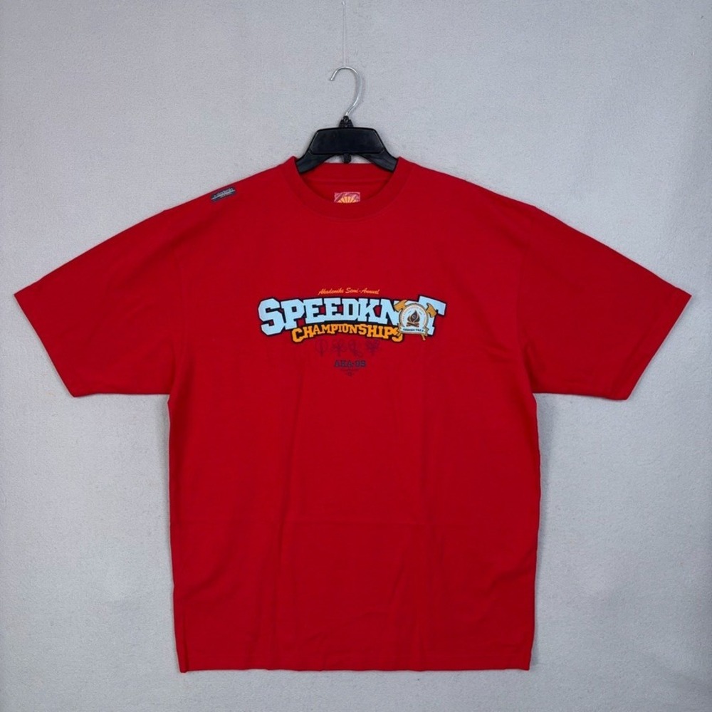 Akademiks Shirt Mens XL Red Graphic Speedknot Championships Urban Y2K Hip Hop